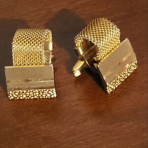 Mens Cufflinks Vintage Gold Tone Mesh Wrap Around Formal Accessorie